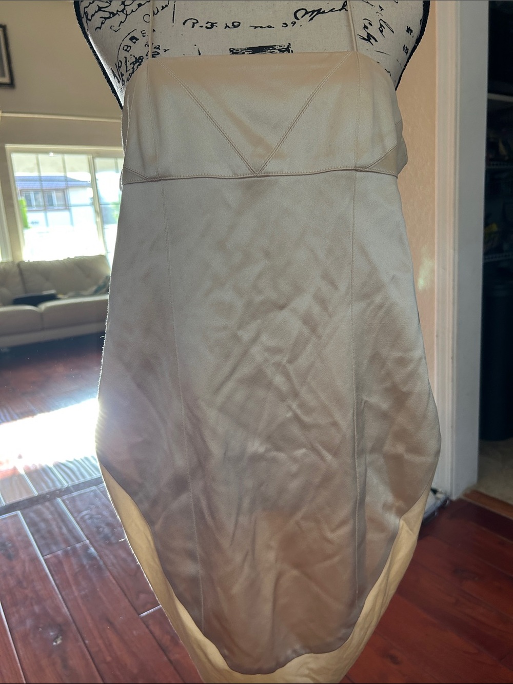 Strapless Cream Sheath Dress - Sleek Minimal Design